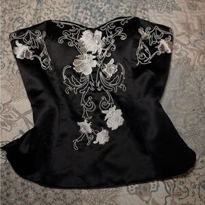 White House Black Market Black Satin Corset